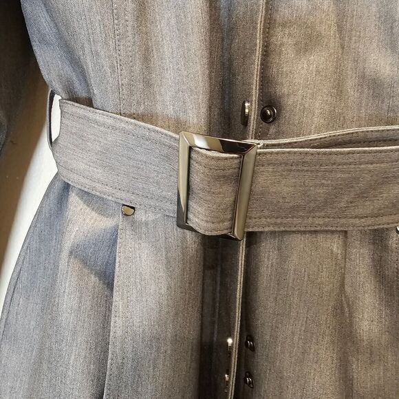 NWOT Kristen Blake Women's Gray Coat Jacket with Hood and Belt Size Large - Picture 4 of 10